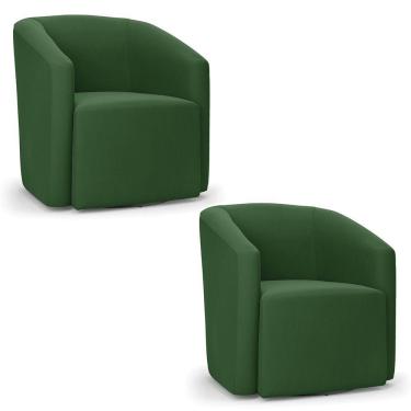 Imagem de Kit 2 Poltronas Stella Max Suede Verde Base Giratória - D'rossi