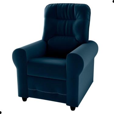 Imagem de Poltrona Para Descanso Reclinável Lima Veludo Azul