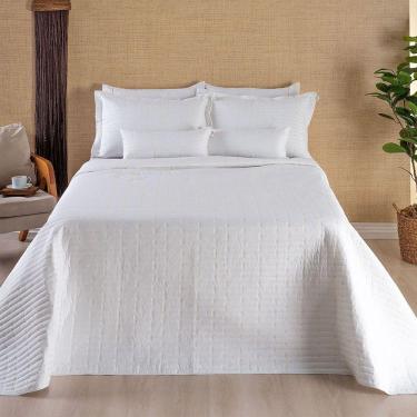 Imagem de Kit Cobre Leito King 7 Peças Bordado Urbany 100% Poliéster Hipercal 400 Fios Cor:branco