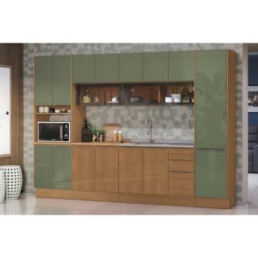Imagem de Cozinha Modulada Kappesberg 7 Peças Vibra C7P110 Canela/Verde Pistache Lacca