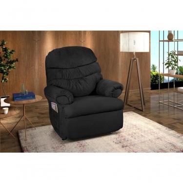 Imagem de Poltrona Reclinável Barão Papai Mamãe Amamentação Estética Suede Preto 381