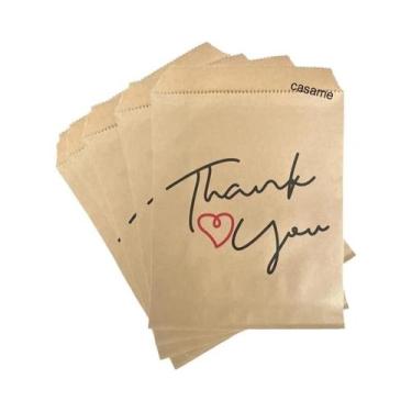Imagem de Sacolas De Presente De Papel Kraft Com a Inscrição 'Thank You', 25 Uni