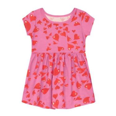 Imagem de Vestido infantil menina de corações Brandili, 8, Rosa