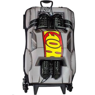 Imagem de Mochila Escolar de Rodinhas 3D HOT Wheels NIGHT Shifter Cinza Motor Preto