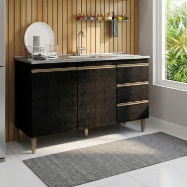 Imagem de Balcão Para Pia 120cm Cozinha Modulada Milão Menu Móveis Preto