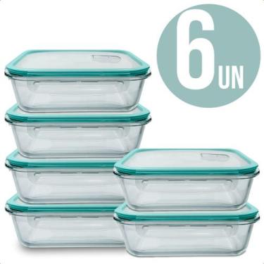 Imagem de Pote Hermetico 370Ml Marmita Fitness Para Freezer Micro Ondas Vidro Te