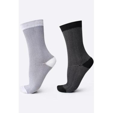 Imagem de Kit 02 Pares Meia Corrida Ciclismo HUPI Carbono Preto e Cinza, Preto, 
