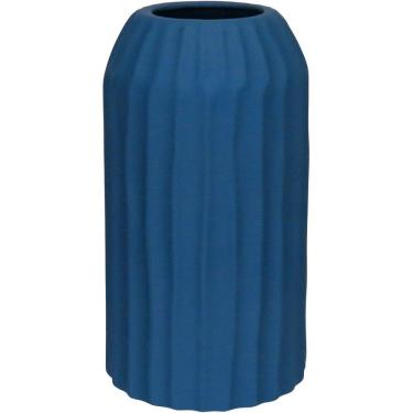 Imagem de VASO DECORATIVO ENFEITE CASA REDONDO HOME&CO CERÂMICA 22x12x12cm AZUL