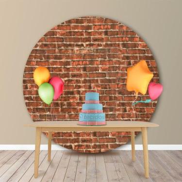 Imagem de Painel Redondo em Jacquard Estampado Tijolo Barro, 2,00