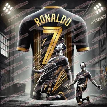 Imagem de Camiseta Esportiva Masculina Respirável Cristiano Ronaldo Com Estampa 