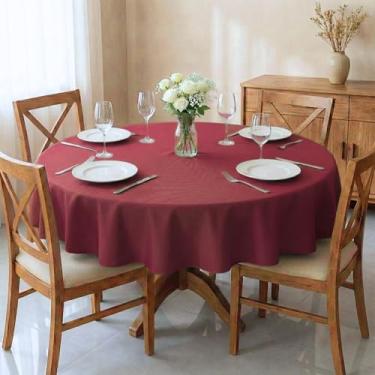 Imagem de Toalha De Mesa Redonda 4 Lugares 1,40m Tecido Oxford Liso Leve e Resistente Cozzilar (Vinho)