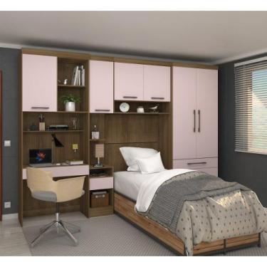 Imagem de Guarda Roupa Solteiro Modulado com Escrivaninha Paris Luciane M01 Cor: