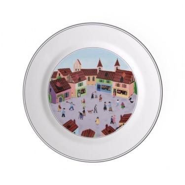 Imagem de Prato de Jantar para Todas as Ocasiões com Tema Old Village Square, Formato Redondo e M...