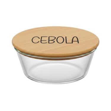 Imagem de Pote Hermético Redondo Vidro e Tampa de Bambu (630 ml) Cebola - Casa V