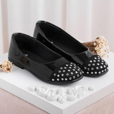 Imagem de Sapatilha Infantil Menina Pinokio Tachas, Preto, 34