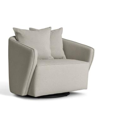 Imagem de Poltrona para Sala de Estar Girátoria Linho Antonela Cinza