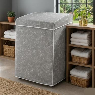 Imagem de Capa de Máquina de Lavar Impermeável Multimarcas Compatível com Todas as Marcas Eletrolux, Brastemp, Consul de 12kg 13kg 14kg 15kg Cinza Tamanho G