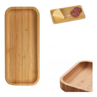 Imagem de Petisqueira de Bambu Retangular 26cm - Ideal para Servir Petiscos e Qu