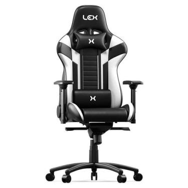 Imagem de Cadeira Gamer Olympians Poseidon Preta e Branca - LEX