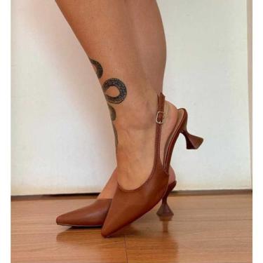 Imagem de Scarpin Slingback Salto Taça Feminino Bico Fino Elegante Confortável M