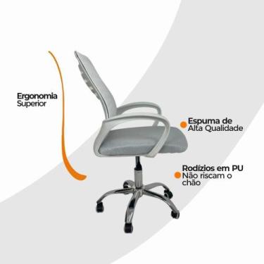 Imagem de Kit 2 Cadeiras De Escritório Esteirinha Mesh Ergonômica Giratória Bran