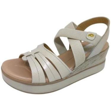 Imagem de Sandalia Feminina Fácil Calce Anabela Tiras Elásticas Pegada-Feminino