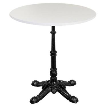 Imagem de Base de Mesa Apus em Ferro Preto 75 cm (Alt) Tampo MDP Redondo Branco 