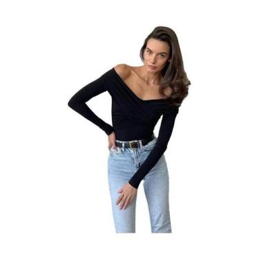 Imagem de Macacão Feminino Elegante De Manga Longa Em Tricô Com Corset E Costas 