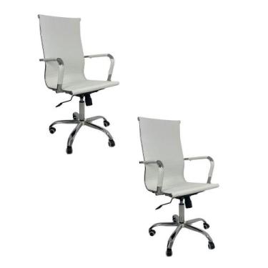 Imagem de Kit 2 Cadeiras De Escritório Esteirinha Giratória Ergonômica Alta Bran