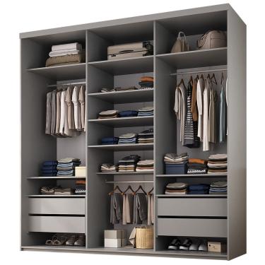 Imagem de Closet Casal Guarda Roupa Sem Porta 208cm 4 Gavetas MDF Tunísia R02 Urbe - Lyam Decor