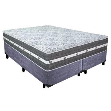 Imagem de Cama Box Casal Bipartido Suede + Colchão Anjos Black Graphite Molas En