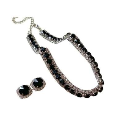 Imagem de Conjunto De Colar Choker De Cristal Verde Com Brincos Para Mulheres, J