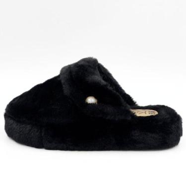 Imagem de Pantufa Katurê em Fleece Flatform Feminina, 37/8, Preto
