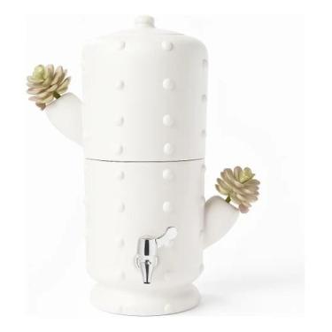 Imagem de Filtro De Barro Purificador Agua Bebedouro Cacto Branco 6l - Artesanat