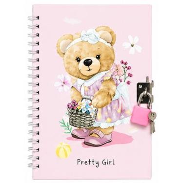 Imagem de Diário infantil fofo com cadeado e chave Ursinho 13x18 48 folhas - YIN