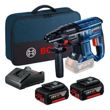Imagem de Kit Martelete Rompedor Bosch Gbh 180-li C/2 Bateria 4a Bolsa Azul 18v