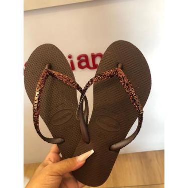 Imagem de Chinelo havaianas slim glitter ii café, 33, Cafe
