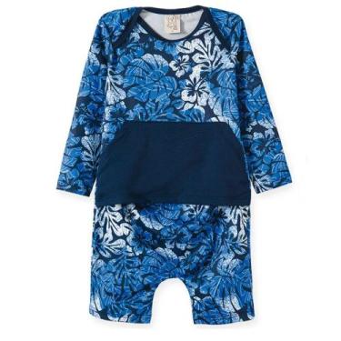 Imagem de Macacão Bebê Praia/Piscina Menino Hibisco Proteção UV 50+ Pingo Lelê, 