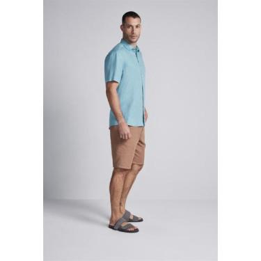 Imagem de Camisa Manga Curta Linho Comfort - Azul Turquesa - HIGHSTIL, Azul turq