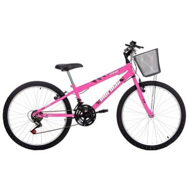 Imagem de Bicicleta Safira Mountain Bike Aro 24 Quadro Aço 18 Marchas V-Brake Rosa Chicle Mormaii