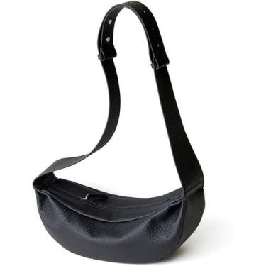 Imagem de Bolsa Hobo DONNAIN em couro para mulheres, tiracolo, preta