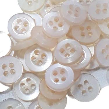 Imagem de Botão Bege 10mm 4 Furos Plástico ABS Brilho 50Un 100Un 200Un confecção