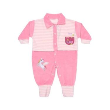 Imagem de Macacão Em Plush Listrado Unicórnio - THIPAU, Rosa, G