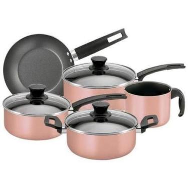 Imagem de Conjunto panelas alum 5 pcs antiaderente rose panelux magnific