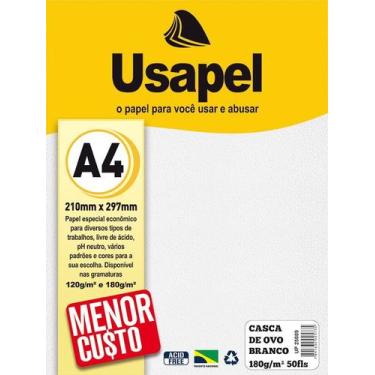 Imagem de Papel Casca De Ovo Branco A4 50Fls 180g Usapel