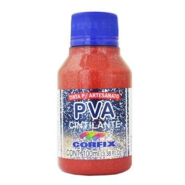 Imagem de Tinta Pva Cintilante 100ml Corfix p/ Mdf Gesso Vermelho Fogo