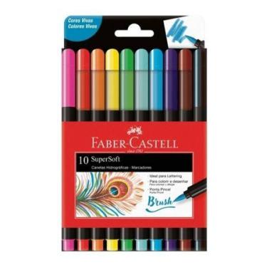Imagem de Caneta hidrográfica Supersoft Brush 10 cores 15.0710SOFT - Faber-Caste