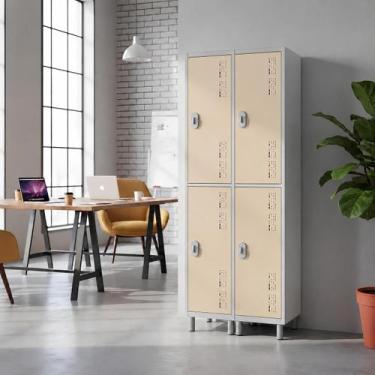 Imagem de Armário aço 4 portas grandes empresa para guardar uniformes - W3, Crem