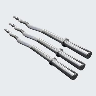 Imagem de Kit 3 Barras W Maciças 1,2m Cromadas para Musculação - Com Presilhas -