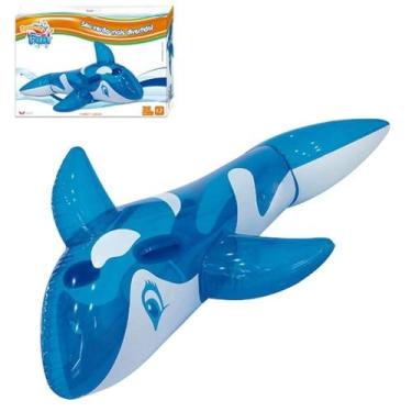 Imagem de Boia Baleia Inflável Translucida Azul C/Alca 145 x 80 cm Funs - Wellmi